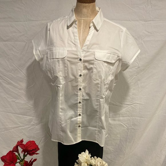 George White Button Up Blouse - Picture 2 of 3